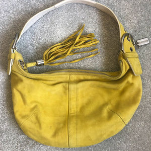 Coach: Yellow Suded Nubuck Handbag